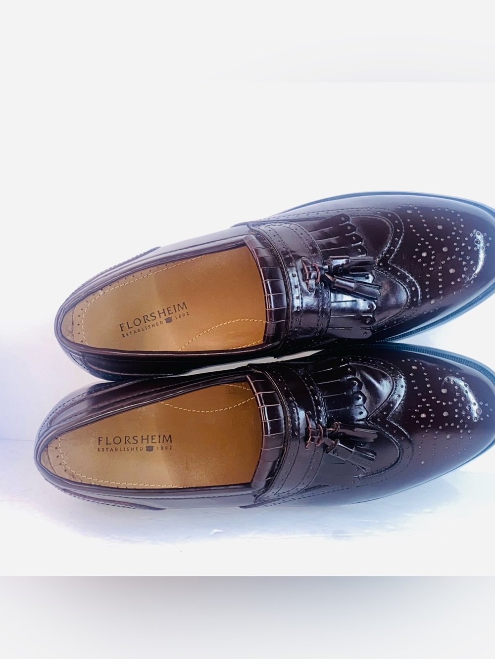 Florsheim Lexington Mens 8.5D Burgundy Kiltie Tassel Loafer EXCELLENT Wingtip